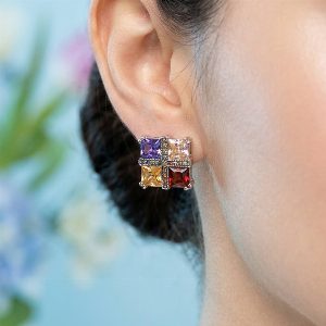 Серебряные серьги с самоцветами и марказитами