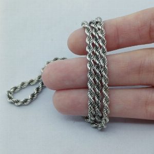 Серебряная цепь веревочного плетения. СССР
