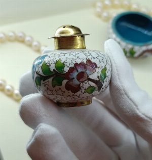 Миниатюрные винтажные солонки клуазоне (cloisonnе). Перегородчатая эмаль. Китай середины XX века