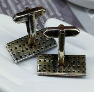 Серебряные запонки с природными чешскими гранатами (пиропами)