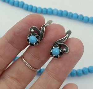 Винтажные серебряные серьги "Розетки". СССР