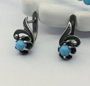 Винтажные серебряные серьги "Розетки". СССР