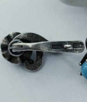 Винтажные серебряные серьги "Розетки". СССР
