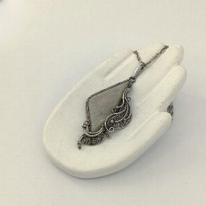 Винтажная подвеска с лабрадоритом. Скань. Мельхиор
