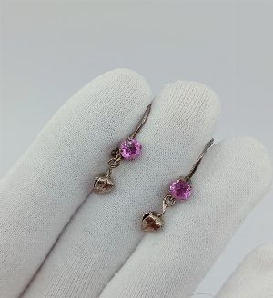 Серебряные винтажные серьги с розовыми корундами, СССР 