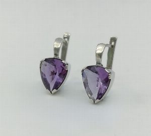 Крупные серебряные  серьги с аметистами
