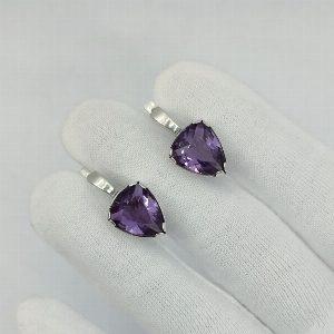 Крупные серебряные  серьги с аметистами