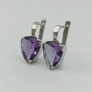 Крупные серебряные  серьги с аметистами