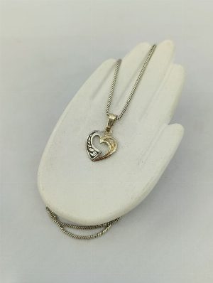 Серебряная миниатюрная подвеска "Сердце". Северная чернь